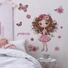 Tegneserie Liten Jente Prinsesse Sommerfugl Soverom Stue Hjem Veggbakgrunn Forskjønnelse Dekorasjon Veggklistremerker