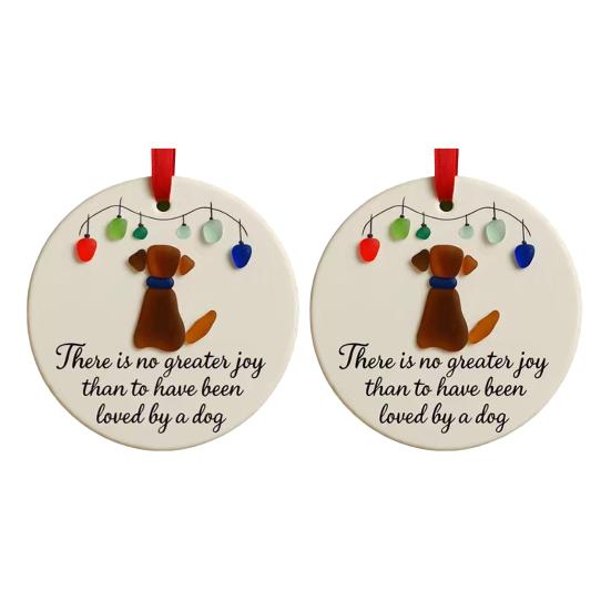 Sea Glass Art Animal Ornament Pet Memorial Christmas Tree Hanging Decor Keepsake Gift for Cats Dogs Lovers Holiday Home Decor