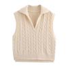 Kaslead New Arrival Women's Clothing Fashion Style Old Money Style Polo Lapel Cable Stitch Knitting Sweater Vest