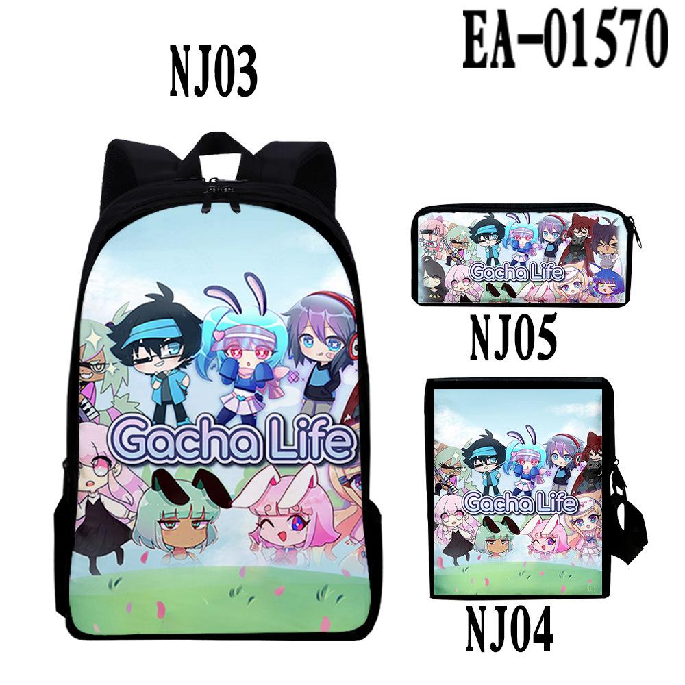 Klassiek Populair Gacha Life 3D Print 3 stuks/Set leerling Schooltassen Laptop Dagrugzak Rugzak Schuin gedragen schoudertas Etui