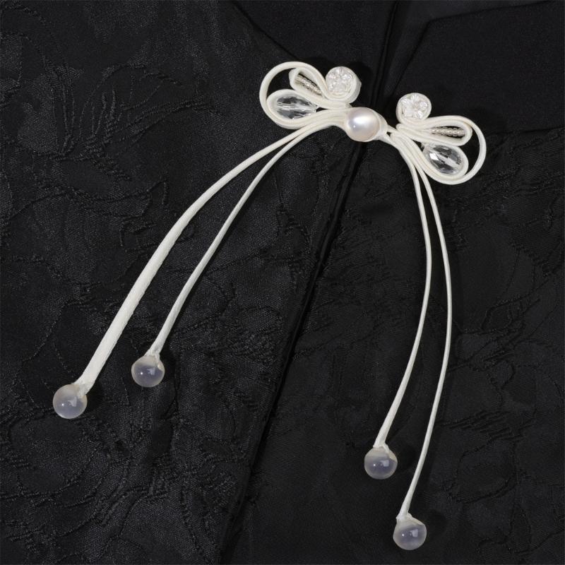 Ornamental Textile Cordwork for Traditional Dressmaking, Chinese Style Fabric Trim with Long Drape Detail for Apparel Use