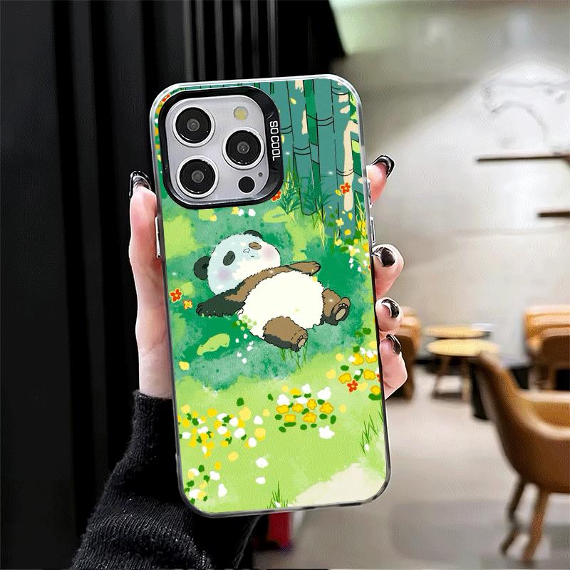 Cute Cartoon Panda Shockproof Phone Case for iPhone 17 Air 16 16E 15 Pro Max 14 Plus 13 Mini 12 Back Cover Anti Fall Fundas