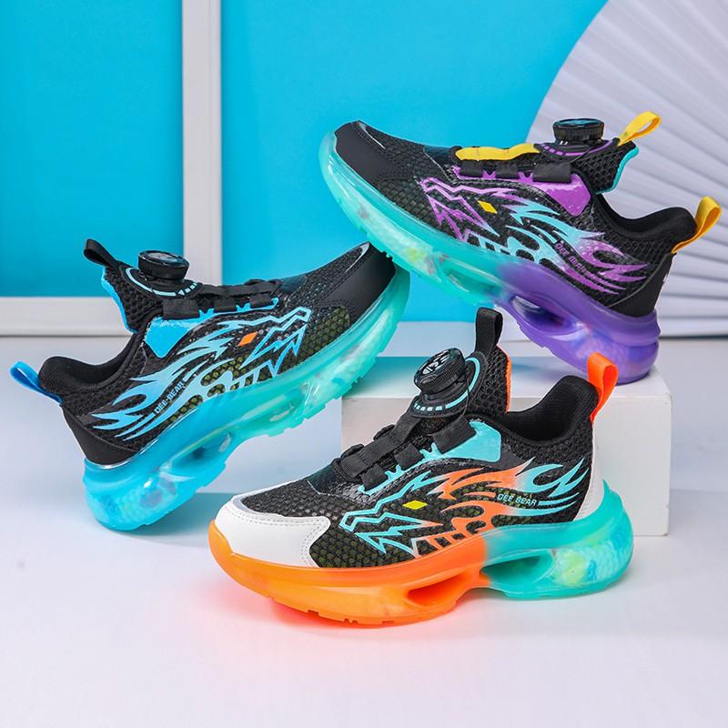 Kids Running Shoes With Rotating Buckle Breathable Mesh Low Top Boys Girls