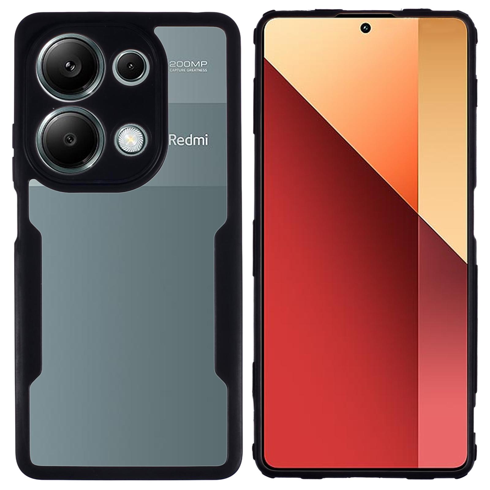 

For Xiaomi Redmi Note 13 Pro 4G/Poco M6 Pro 4G Case Shockproof Phone Shell with Built-in Screen Protector,Black A