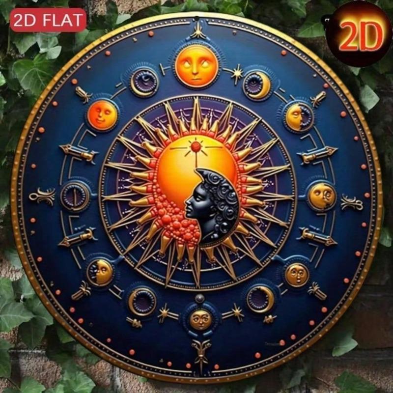 Solar Eclipse Metal Art Sun Moon Stars Wall Decor Bohemian Home Independence Day