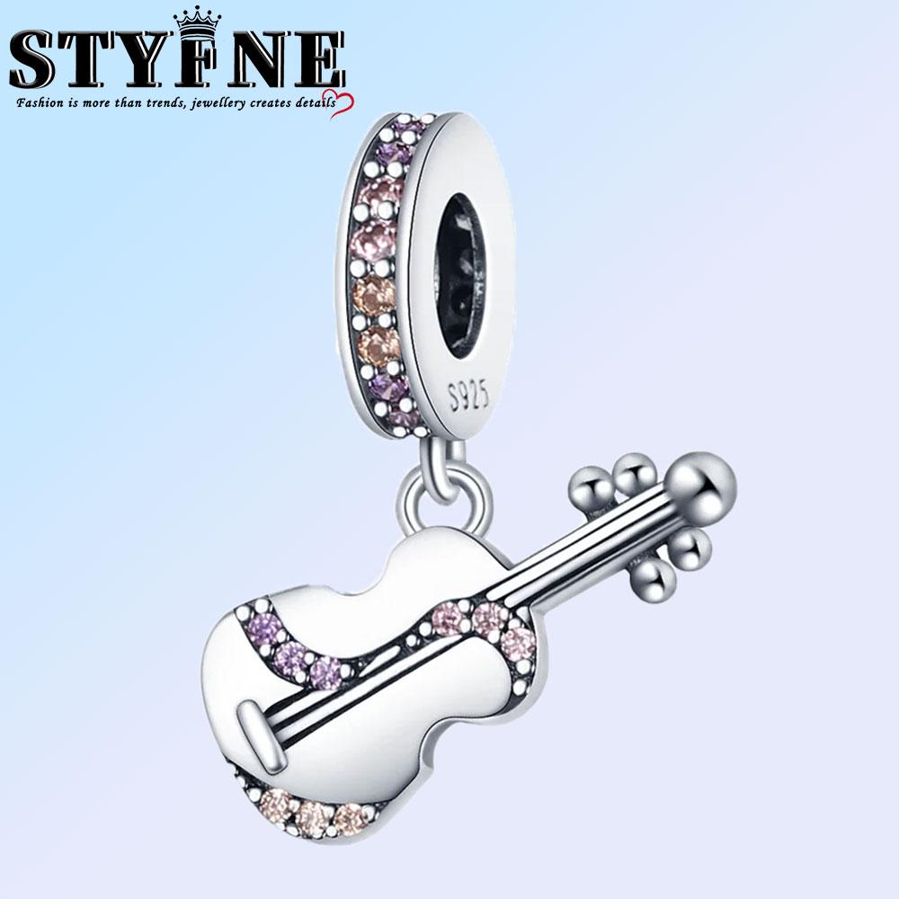 Romantic Music Charms Beads Copper Piano Violin Red Guitar Punk Saxophone Pendants Fit Bracelet Diy Jewelry