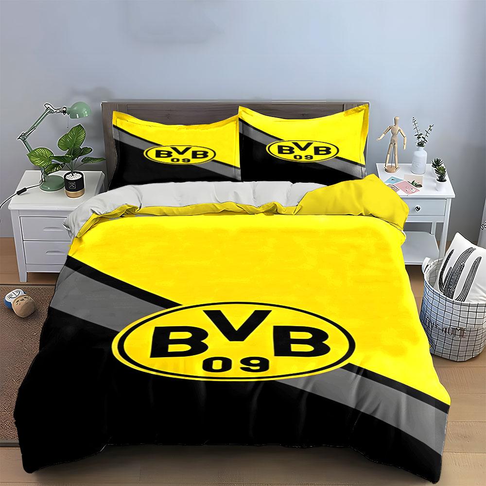 Gelbes BVB 09 Logo. Bettwäsche-Sets Bettbezug-Sets Bettbezüge Kissenbezüge(1* Bettbezug 2* Kissenbezüge ohne Bettdecke)