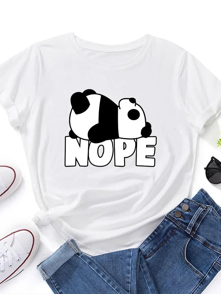 Cute Nope Panda Print T Shirt WoUnisex Short Sleeve O Neck Loose Tshirt Summer WoUnisex Causal Tee Shirt Tops Camisetas Mujer