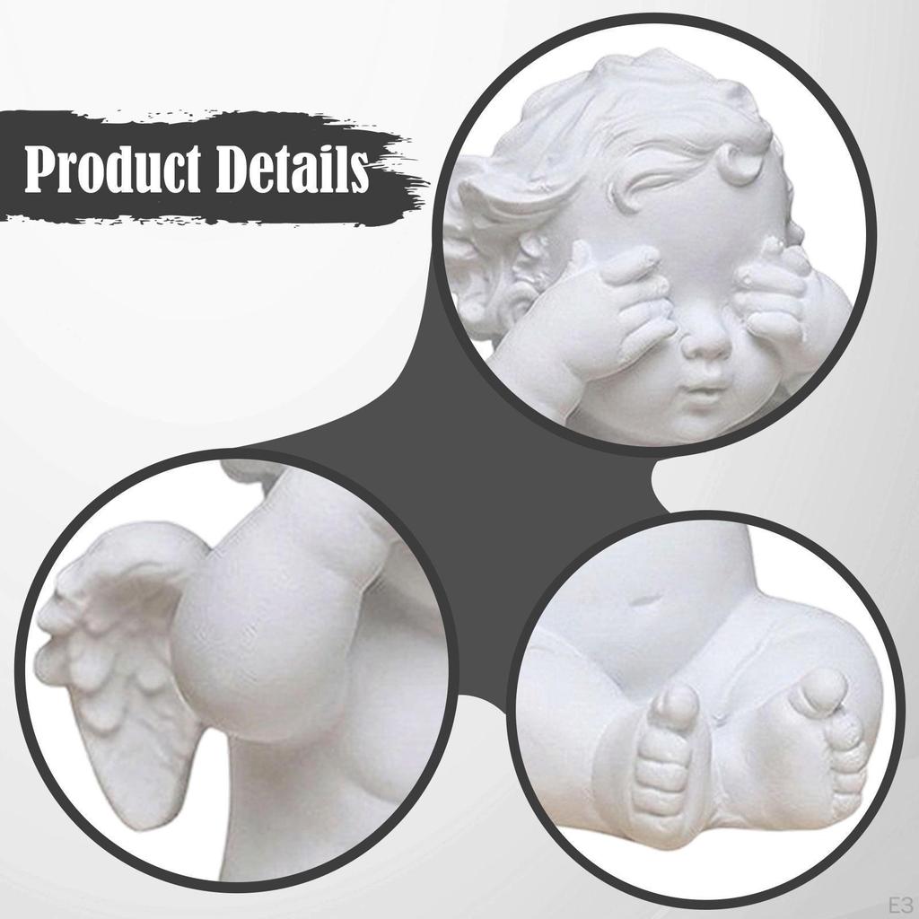 Angel Statue Resin Sculpture Decoration Retro Nordic Style Desktop Ornament for Living Room