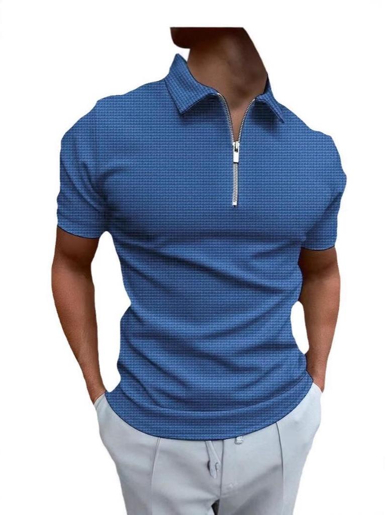 Men's Slim Fit Solid Color Polo Shirt - Short Sleeve, Turn-Down Collar, High-End Summer Tee
