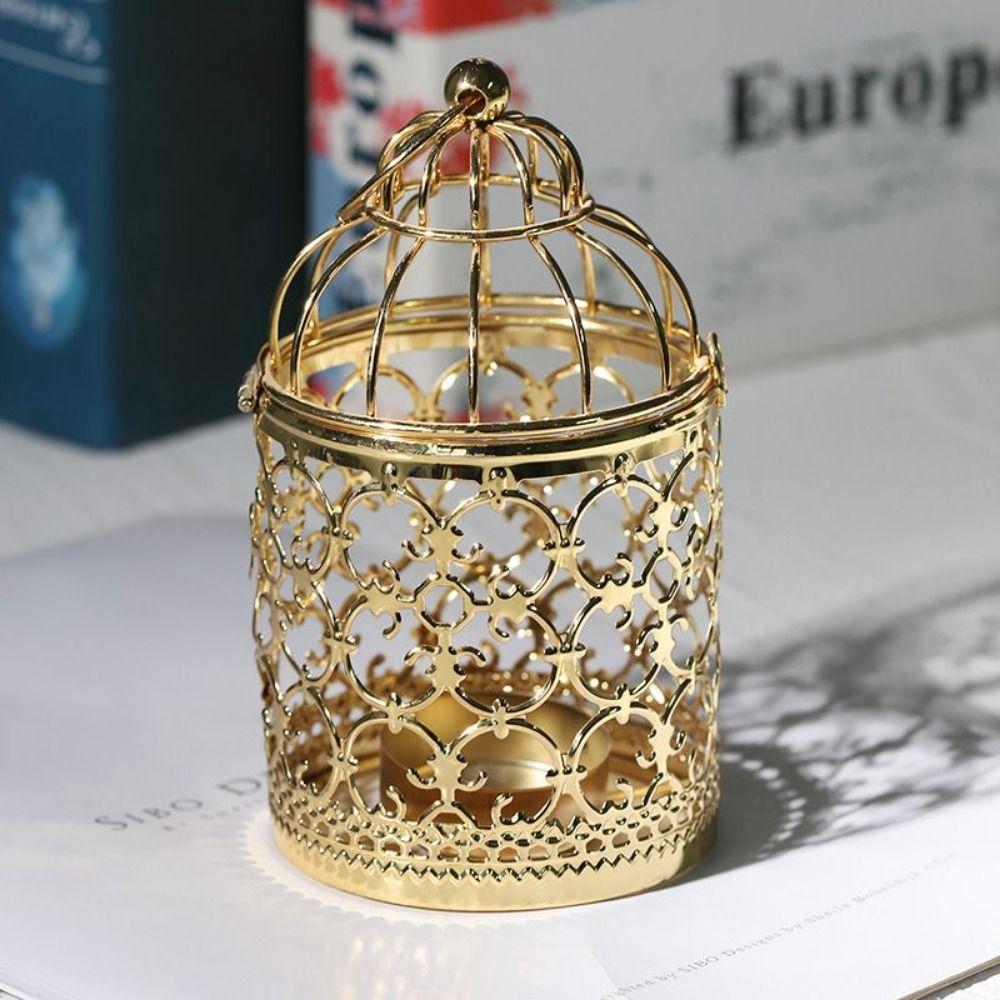 Birdcage Shape Bird Cage Candle Holder Iron Art Decorative Bird Lantern Tealight Exquisite Metal Candlestick Home Decor