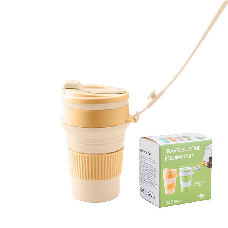 350ML Portable Silicone Folding Cup – Durable, High-Temperature Resistant, with Climbing Rope for Outdoor Travel and Home Use