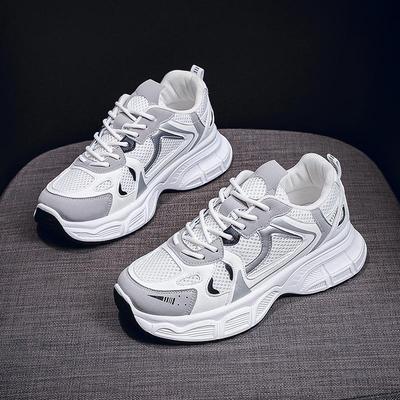 Women's Breathable Mesh Daddy Sneakers – Korean Style, All-Match, Thick-Soled Casual & Running Shoes for Spring