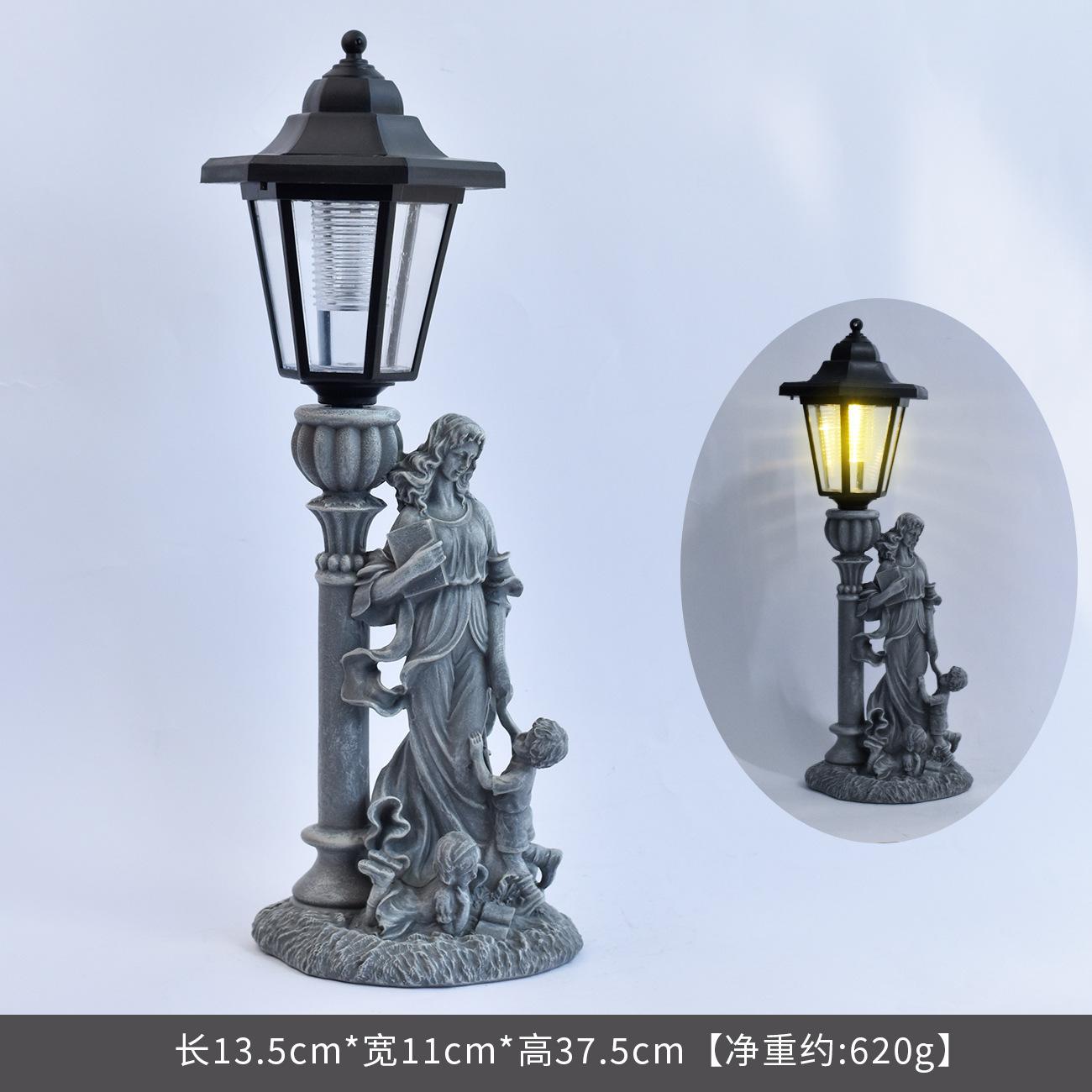 

JYL TS/144,European Creative Mother and Child Angel Figurine Solar Garden Light Garden Statue Resin Lamp One Size жёлто-персиковый