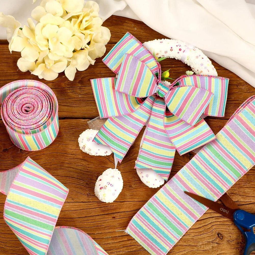6.3cm 5 Yard Silk Ribbons Accesories DIY Bowknot Colorful Ribbons Flower Package Linen-like Decorative Webbing Wrapping Supplies