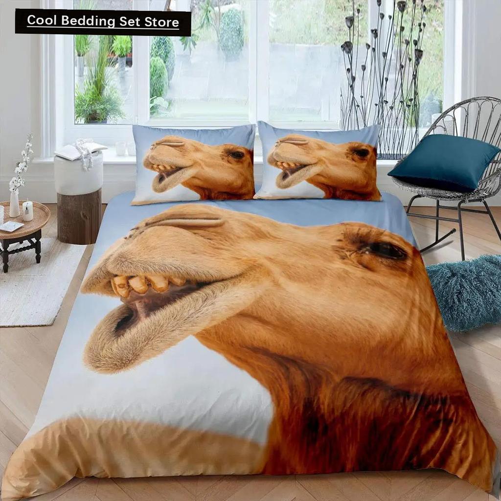 Comforter 3D Desert Camel King Queen Size Brown Animal Bedding Set Kids Teens Adults Cute Wildlife Soft Polyester
