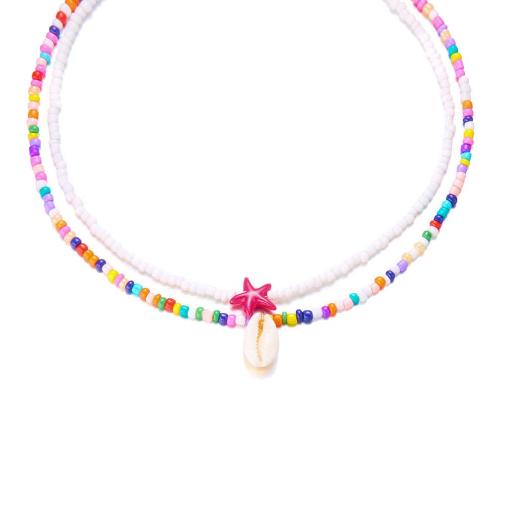 Elegant Layer Shell Necklace for Beach Outings and Everyday Fashion Statement Pieces With Adjustable Beaded Chain
