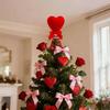 Red Spring Activated Heart Tree Toppers Star Ornament for Holidays Parties Cotton and Metal Decoration