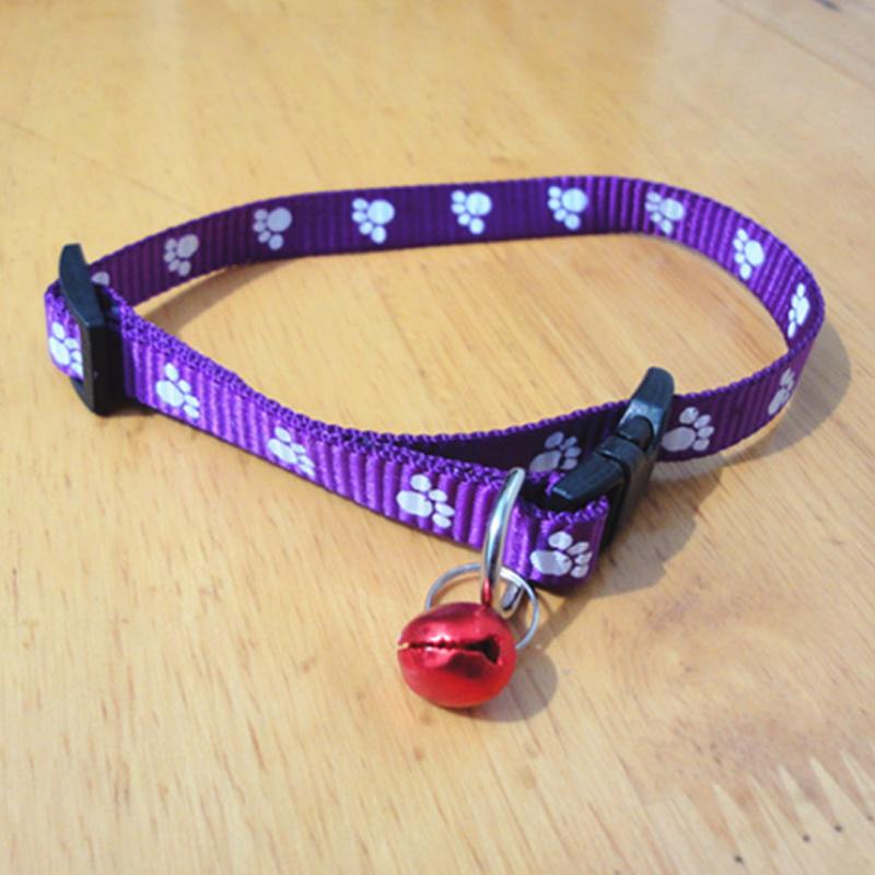 Lovely Small Footprint with Bell Pet Collar Nylon Fabric Kitten Dog Puppy