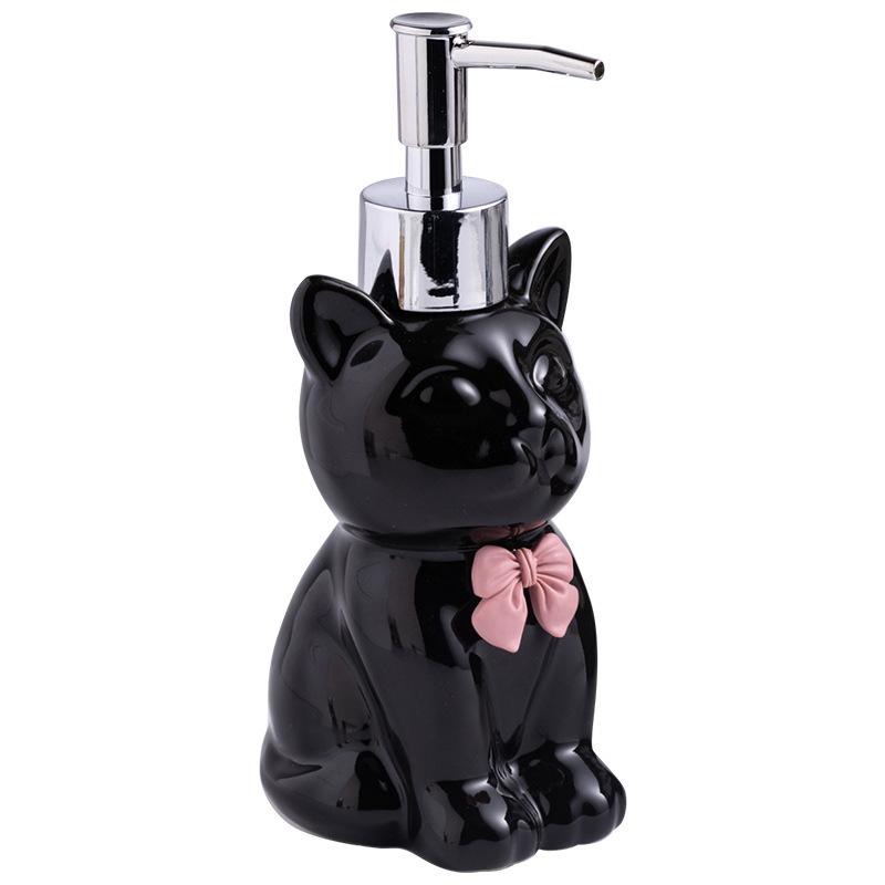 Modern Black White Cat and Dog Ceramic Lotion Bottle Home Disinfectant Refill Bottle Bathroom Accessory 3D Animal Soap Dispenser