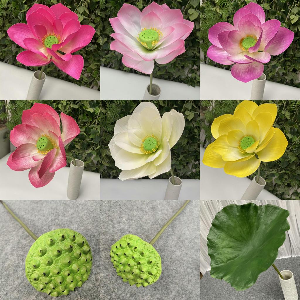 Artificial Lotus Flower Decor With Soft Silicone For Home Water Pool Waterfall Scene