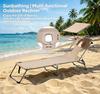 Outdoor Folding Chaise Lounge W/ Adjustable Positions, Portable Tanning Chair, Lawn Sunbathing Chair,Essential for Vacation