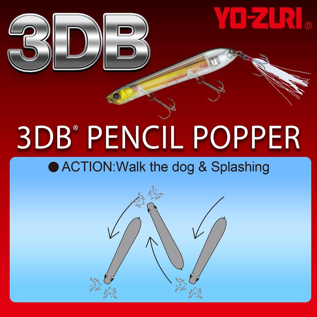 Bass Lure 3DB Pencil Popper Floating 110mm Prism Shad YO-ZURI Color