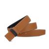 3.4" Wide Double-Sided Lychee Grain Cowhide Belt with White Lines and Perforations, All-Match Style, Top Layer Cowhide