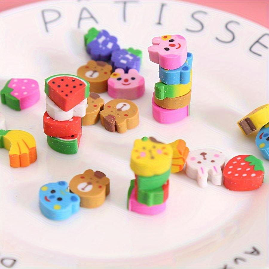 50pcs 1cm Pencil Rubbers Creative Fruit Animals Pattern Eraser Set for Students Correction Tools Office Stationery ZSY