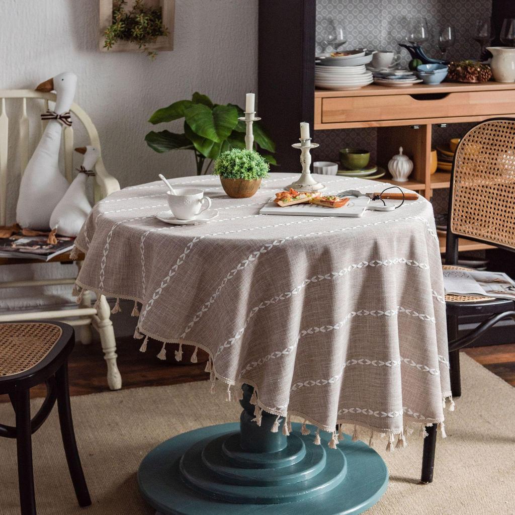 Japanese Cotton Linen Tablecloth - Fresh, Artistic, Round & Rectangular Options