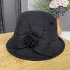 Female Autumn And Winter British Celebrity Top Hat Three-Dimensional Mesh Flower Dome Basin Hat Korean Version Casual Versatile Half-Roll Woolen Hat