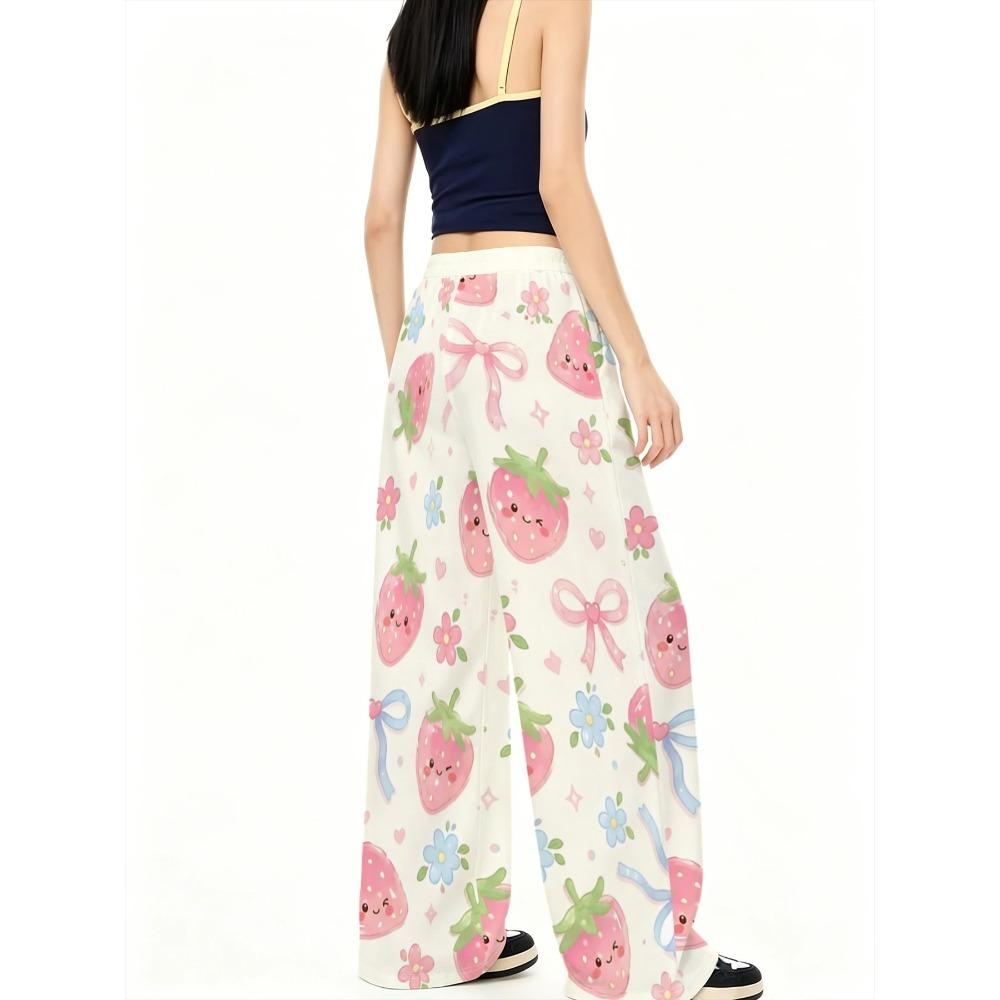 All-season Women's Fashion Sports Wide-leg Pants, Casual Trousers