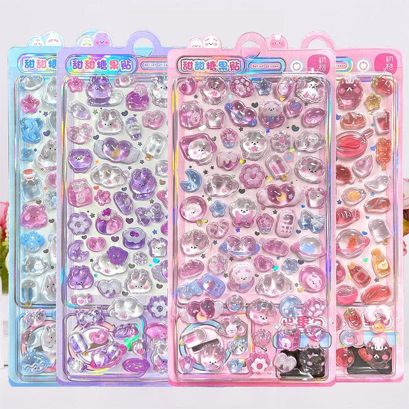 

1PC 3D Cartoon Relief Crystal Stickers Kids Reward DIY Decals for Album Diary Phone Fridge