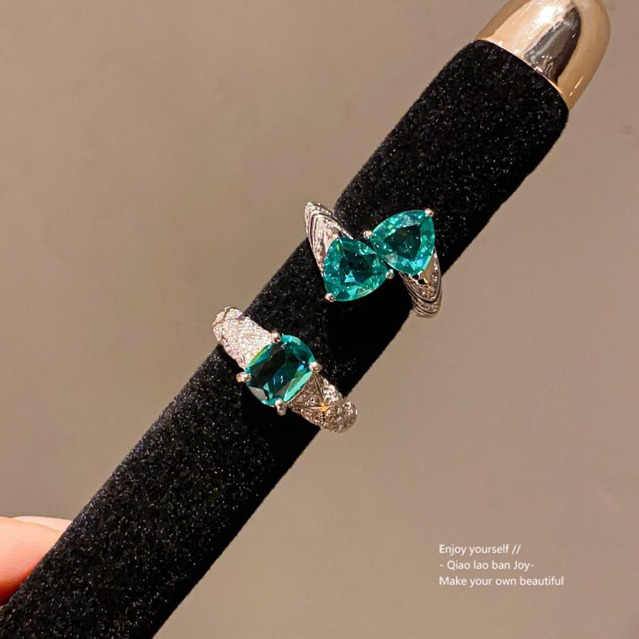 New Chinese Style Zircon Snake Pattern Triangle Open Ring For Women