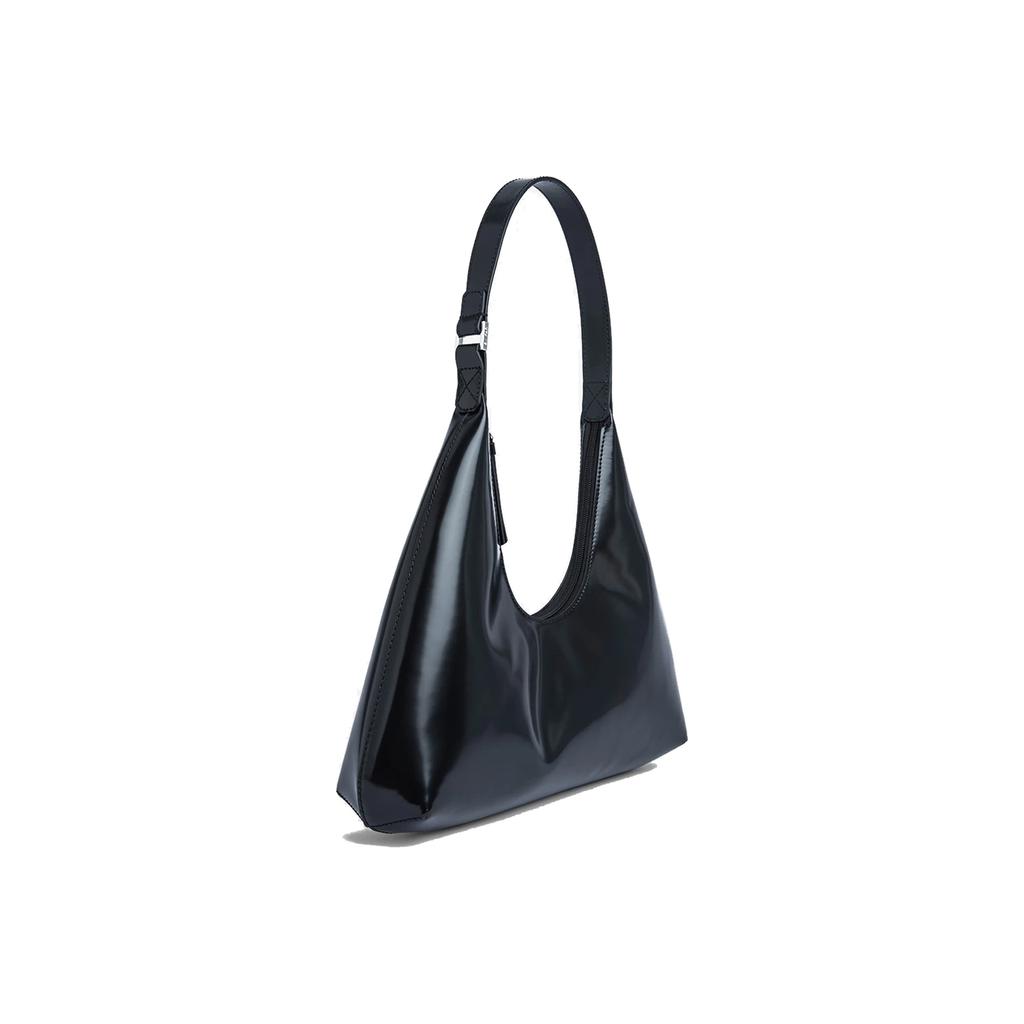 By Far Amber Vintage Patent Leather Underarm Bag Crescent Shoulder Bag Large Women bags Black 19PFAMRSBLWLAR