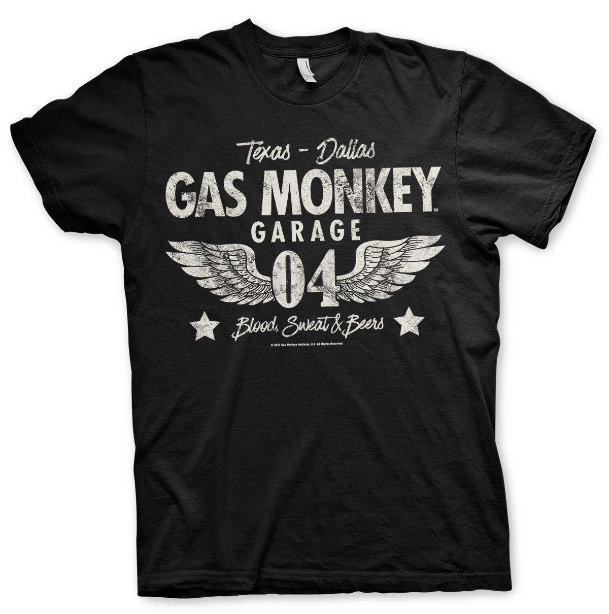 Gas Monkey Garage Texas Dallas 04 Wings Blood Sweat Beers Männer Men T-Shirt XXXL