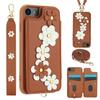 SY-001 For iPhone 16e Case Card Slots Leather Coated TPU Flower Phone Cover