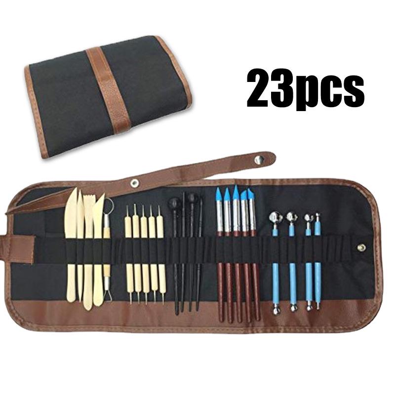 Clay Sculpting and Carving Tool Set with Trimming Knives and Wire in Pencil Case