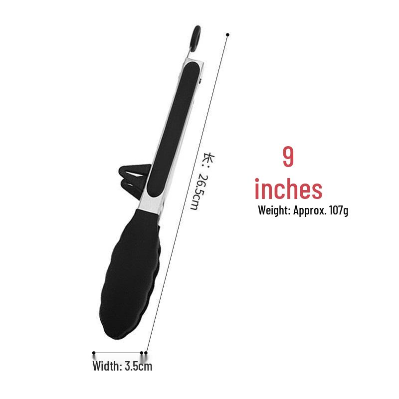 High-Temperature Resistant Silicone and Stainless Steel Food Tongs - Ideal for Barbecue, Roasting, and Bread.
