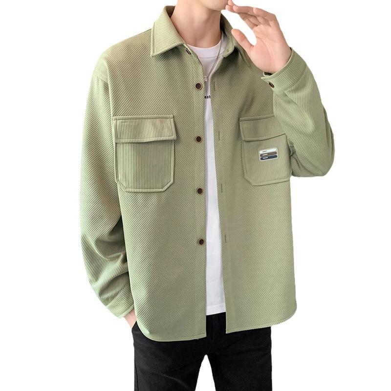 Tooling Shirt Jacket Men, Spring and Autumn Korean Version of Casual Youth Shirt Fashion Loose Cardigan Jacket Men