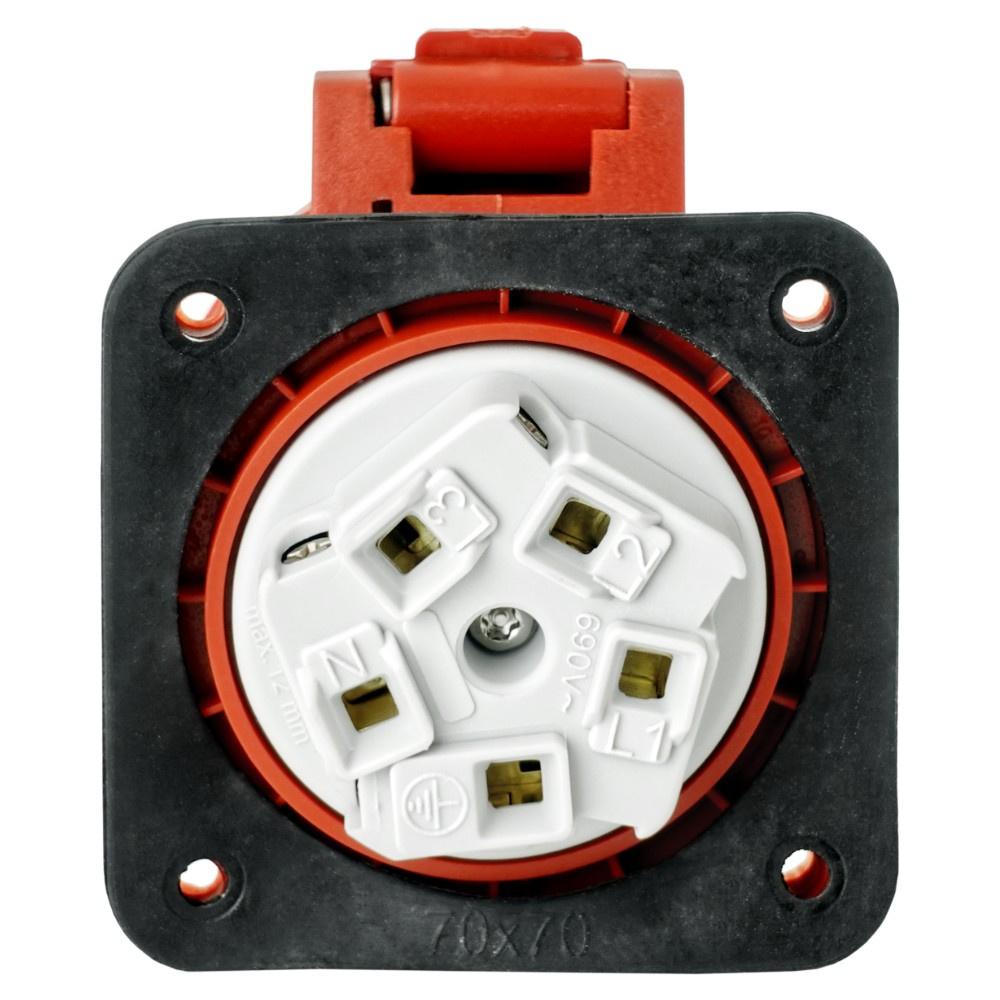 Straight Power Board Socket 16A 5P 400V 70X70Mm Cee Industrial