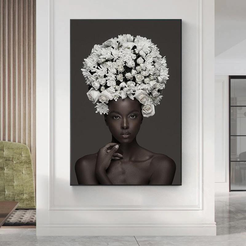 Arte Nordico Donna Africana Pittura su Tela Donna Africana Poster Stampe Immagini Arte da Parete per Soggiorno Decorazione Parete Casa Cuadros