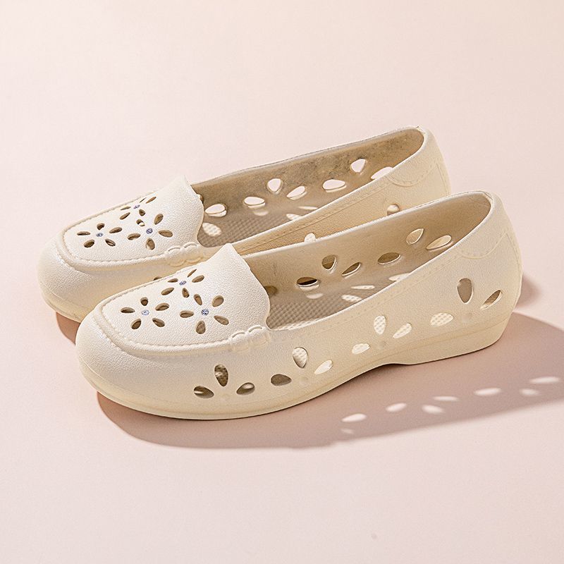 Breathable One Foot Perforated Women's Summer Toe Cap Anti Slip Single Shoe Mesh Sandals
