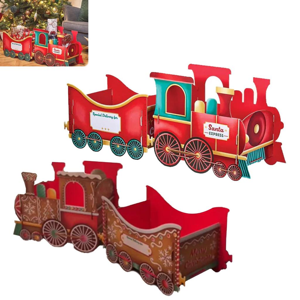 Christmas Presents Trains, Santa Gift Train Set, Holiday Cheer Delivery, Whimsical Gingerbread Design, Gift & Candy Holder, Holiday Party Centerpiece