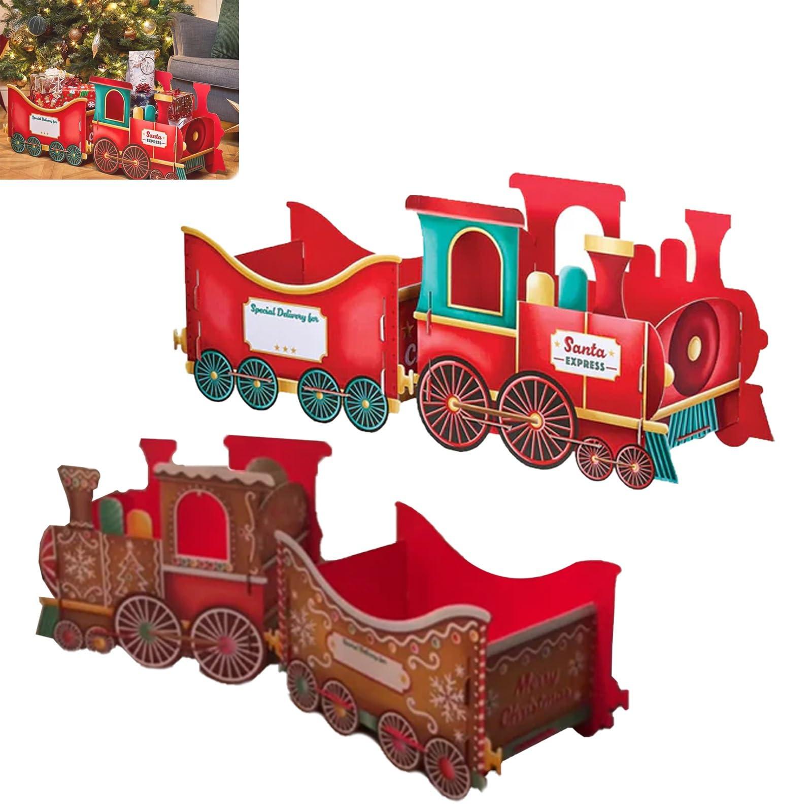 Christmas Presents Trains, Santa Gift Train Set, Holiday Cheer Delivery, Whimsical Gingerbread Design, Gift & Candy Holder, Holiday Party Centerpiece