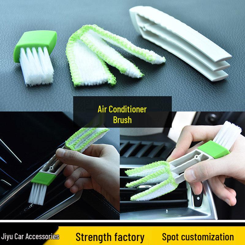 Dual-Headed Soft Bristle Car Vent & Dashboard Dusting Brush