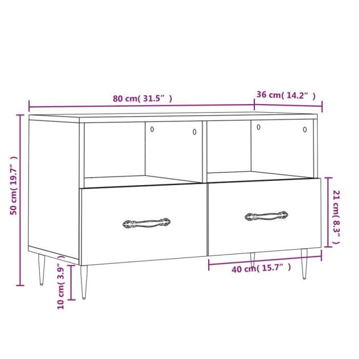 VidaXL Meuble TV Gris béton 80x36x50 cm Bois d'ingénierie 828952