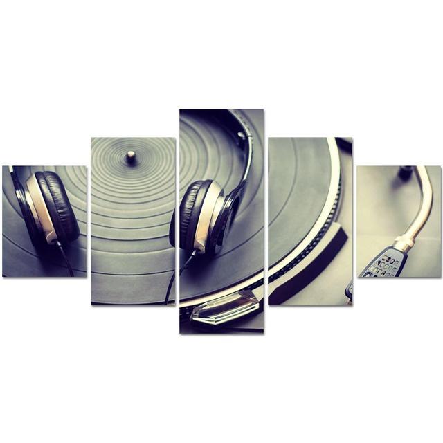 

Modern Canvas Painting 5 Pieces Music Phonograph Modular Posters Prints Wall Art Modern Home Living Room Decor No Frame Picture 20x35 20x45 20x55cm