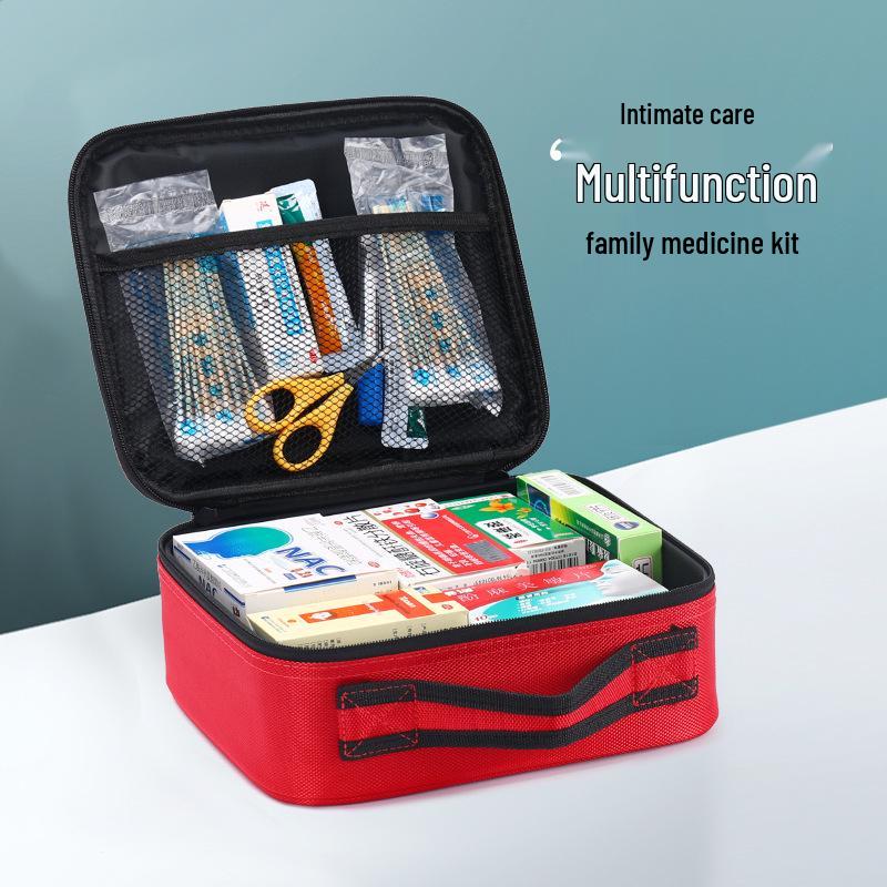 Large Capacity Outdoor & Home First Aid Kit - Portable Handheld Fabric Storage Box for Travel, Epidemic Prevention, Car & Student Use