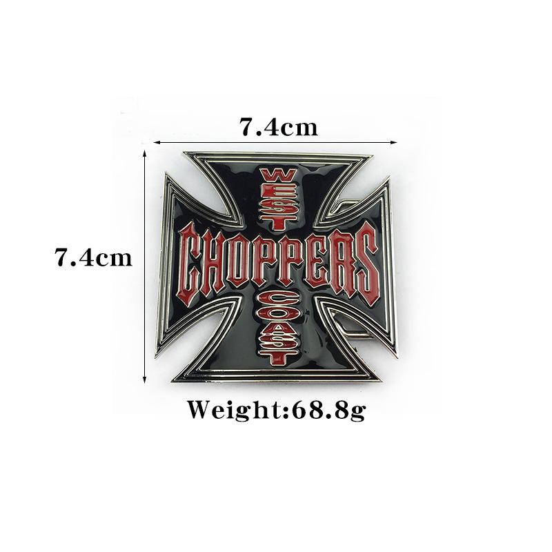Personalized Cross Emblem Black Leather Belt Buckle